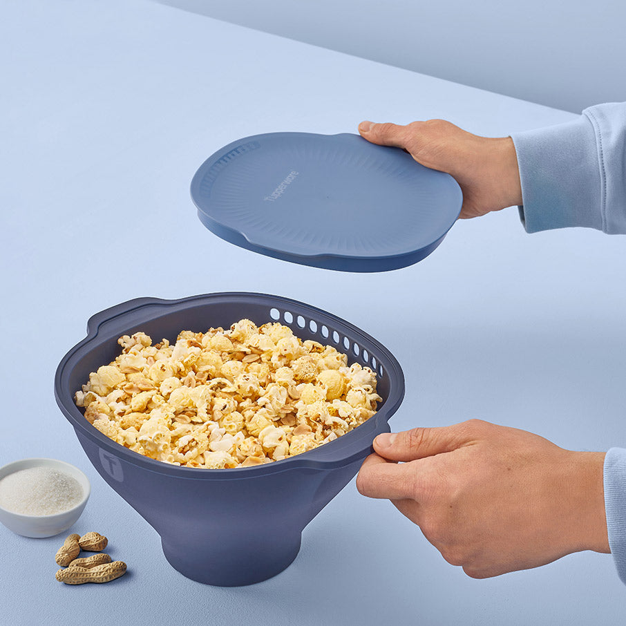 tupperware wow pop mikrowellen-popcornmaschine all-in-one-popcornmaschine mineralblau nachtblau