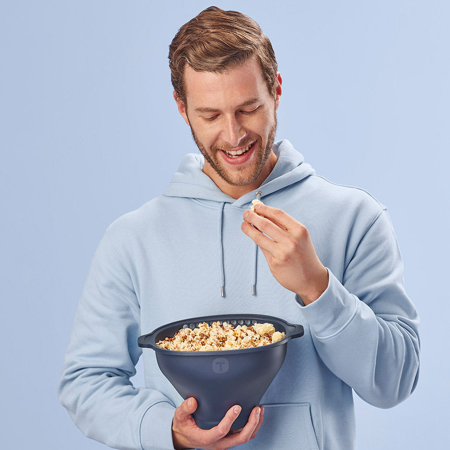 tupperware wow pop mikrowellen-popcornmaschine all-in-one-popcornmaschine mineralblau nachtblau