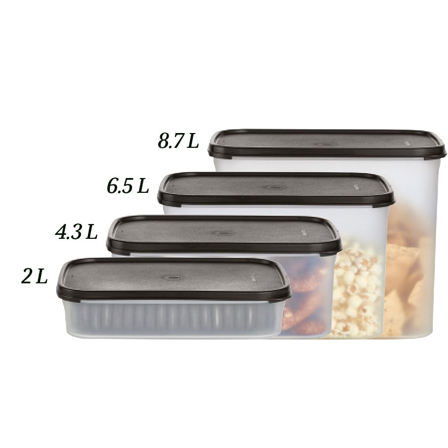 tupperware modular mates rechteckiger 3er-behälter lebensmittelaufbewahrungsbehälter tiefschwarz