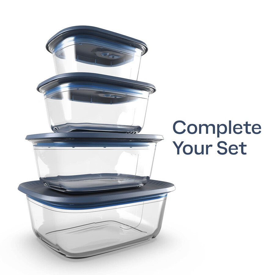 tupperware voila glas-vorratsdose rechteckig mini dunkelgrau und blau deckel