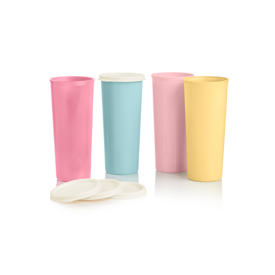 vintage-trinkbecher 470 ml gelb blau rosa